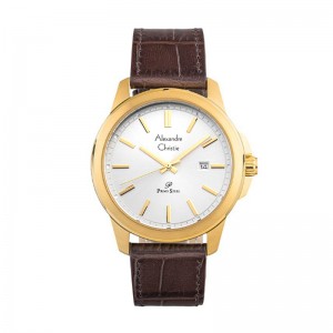 Alexandre Christie AC 1017 Gold White Leather MDLGPSL